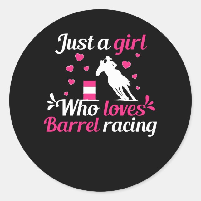 Nur ein Mädchen, das Barrel Racing Liebe hat Runder Aufkleber (Vorderseite)