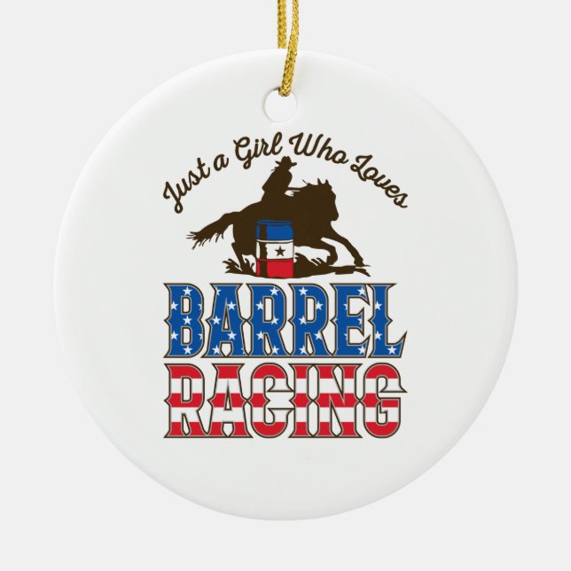 Nur ein Mädchen, das Barrel Racing Liebe Keramik Ornament (Vorne)