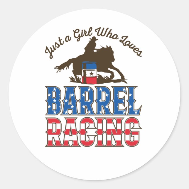 Nur ein Mädchen, das Barrel Racing Liebe Runder Aufkleber (Vorderseite)