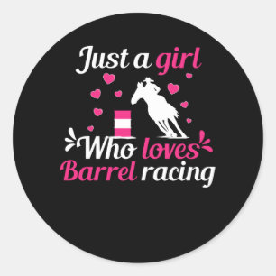 Nur ein Mädchen, das Barrel Racing Liebe Runder Aufkleber