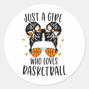 Nur ein Mädchen, das Basketball 5 Lieben Runder Aufkleber
