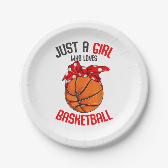 Nur ein Mädchen, das Basketball Girl Lieben Pappteller (Vorderseite)