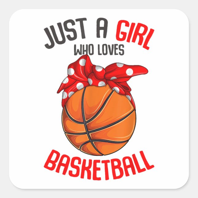 Nur ein Mädchen, das Basketball Girl Lieben Quadratischer Aufkleber (Vorderseite)