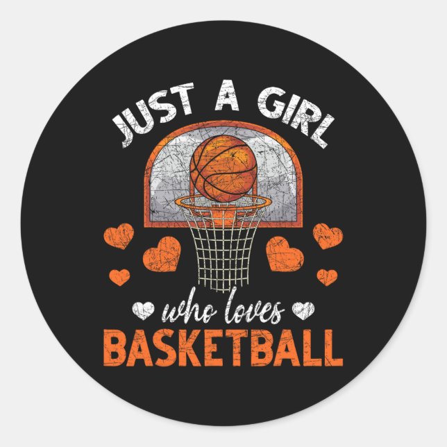 Nur ein Mädchen, das Basketball Lieben Basketball- Runder Aufkleber (Vorderseite)