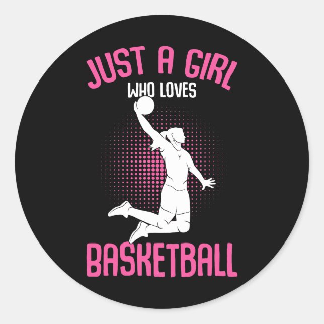 Nur ein Mädchen, das Basketball Lieben Kinder Mädc Runder Aufkleber (Vorderseite)