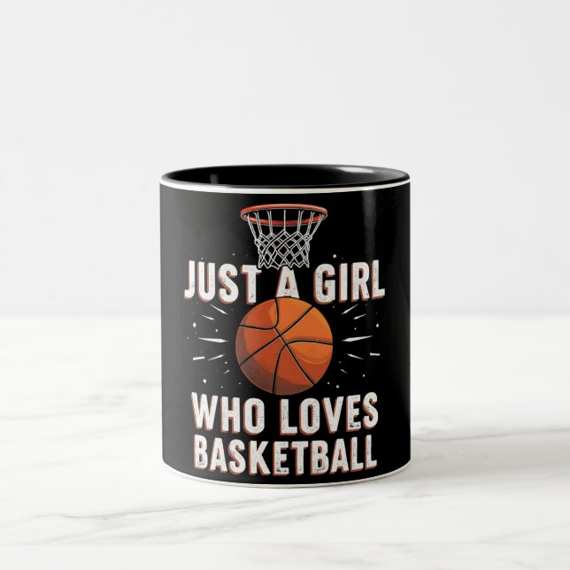 Nur ein Mädchen, das Basketball Lieben Zweifarbige Tasse (Mittel)