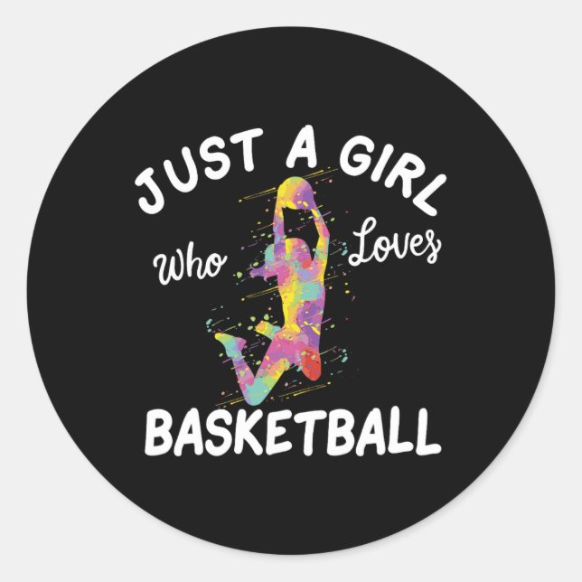 Nur ein Mädchen, das Basketball-Mädchen Liebe Runder Aufkleber (Vorderseite)