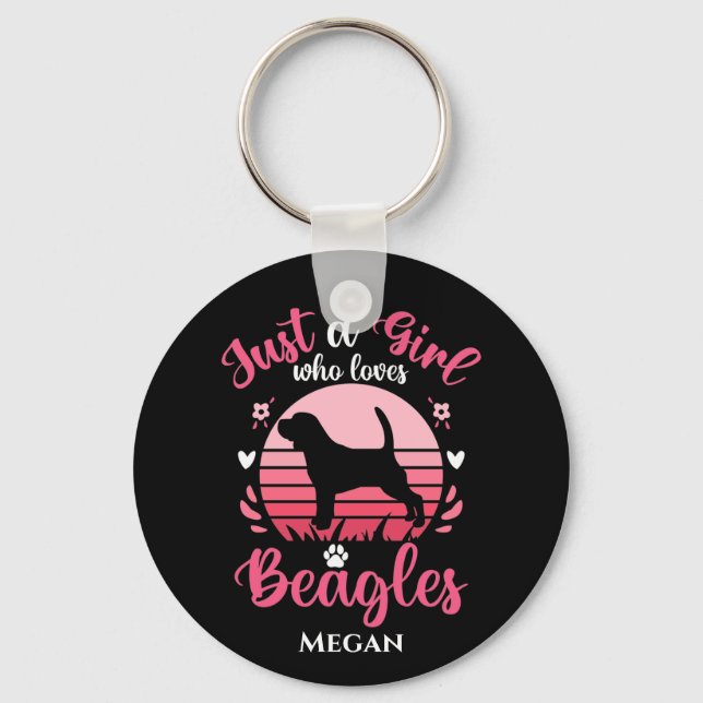 Nur ein Mädchen, das Beagle Liebe, Personalisiert Schlüsselanhänger (Vorderseite)