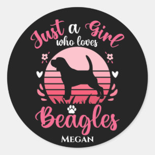 Nur ein Mädchen, das Beagle Personalisiert Liebe Runder Aufkleber