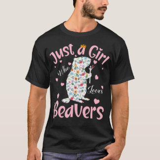 Nur ein Mädchen, das Biber Frauen Mädchen Floral l T-Shirt