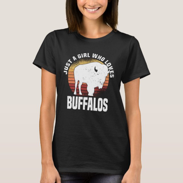 Nur ein Mädchen, das Bison American Bison Buffal L T-Shirt (Vorderseite)