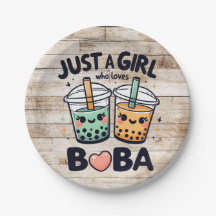 Nur ein Mädchen, das Boba"-Papier-Teller Lieben