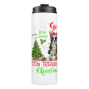 Nur ein Mädchen, das Boston Terrier und Christma L Thermosbecher