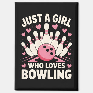 Nur ein Mädchen, das Bowling Liebe Magnet