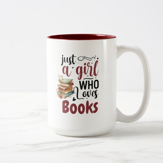 Nur ein Mädchen, das Bücher Lieben - Bücher liebt  Zweifarbige Tasse (Rechts)
