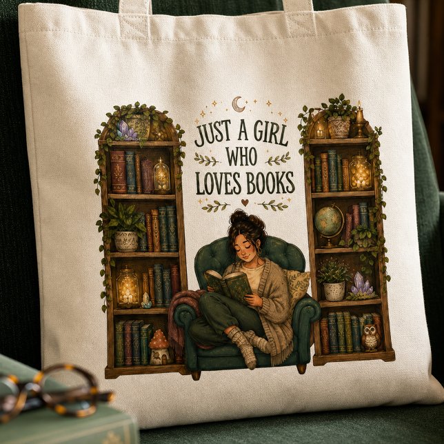 Nur ein Mädchen, das Bücher liebt Cozy Reader-Tasc Tragetasche (Von Creator hochgeladen)