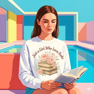 Nur ein Mädchen das Bücher liebt Florales Grafikde Sweatshirt