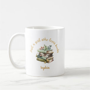 Nur ein Mädchen, das Bücher liebt, personalisierte Kaffeetasse