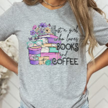 Nur ein Mädchen, das Bücher und Kaffeebuch Liebe