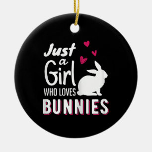 Nur ein Mädchen, das Bunnies Liebe  Niedliches We Keramik Ornament