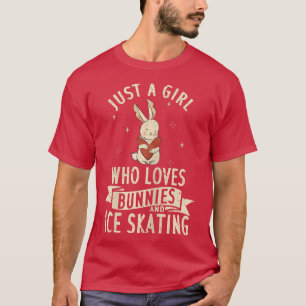 Nur ein Mädchen, das Bunnies und Ice Skaten Figu L T-Shirt