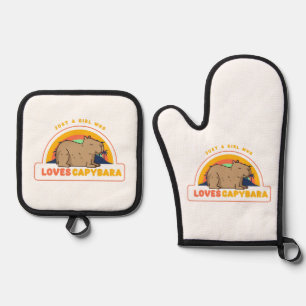 Nur ein Mädchen, das Capybaras Lieben Ofenhandschuh & Topflappen-Set
