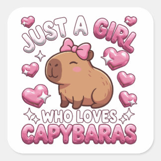 Nur ein Mädchen, das Capybaras liebt Quadratischer Aufkleber