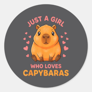 Nur ein Mädchen, das Capybaras liebt, süße Capybar Runder Aufkleber