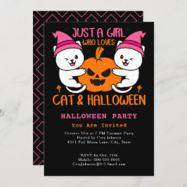 Nur ein Mädchen, das Cat & Halloween Meow Lieben P Einladung