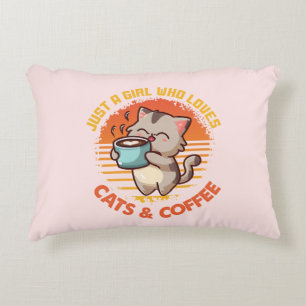 Nur ein Mädchen, das Cats & Coffee Liebe Dekokissen