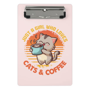 Nur ein Mädchen, das Cats & Coffee Liebe Mini Klemmbrett
