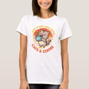 Nur ein Mädchen, das Cats & Coffee Liebe T-Shirt