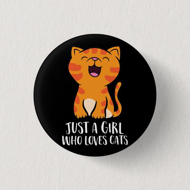 Nur ein Mädchen, das Cats Pullover Lieben Button (Vorderseite)