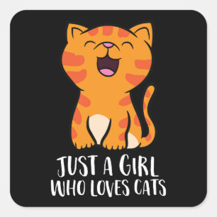 Nur ein Mädchen, das Cats Pullover Lieben Quadratischer Aufkleber