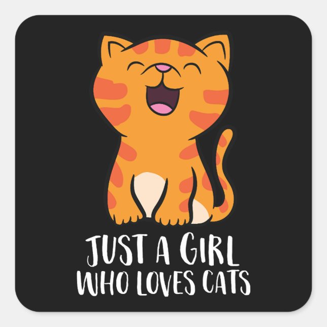 Nur ein Mädchen, das Cats Pullover Lieben Quadratischer Aufkleber (Vorderseite)