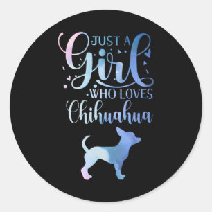Nur ein Mädchen, das Chihuahua-Hundebesitzerin Lad Runder Aufkleber