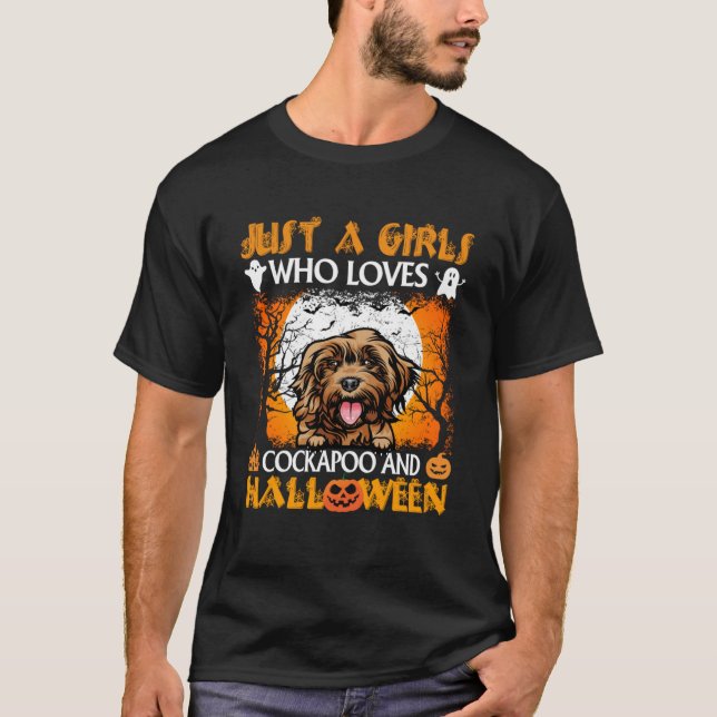 Nur ein Mädchen, das Cockapoo und Halloween Liebe T-Shirt (Vorderseite)