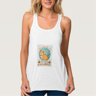 Nur ein Mädchen, das Corgi-Halloween-Kürbisse Fled Tank Top