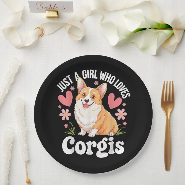 Nur ein Mädchen, das Corgis liebt Pappteller (Hochzeit)