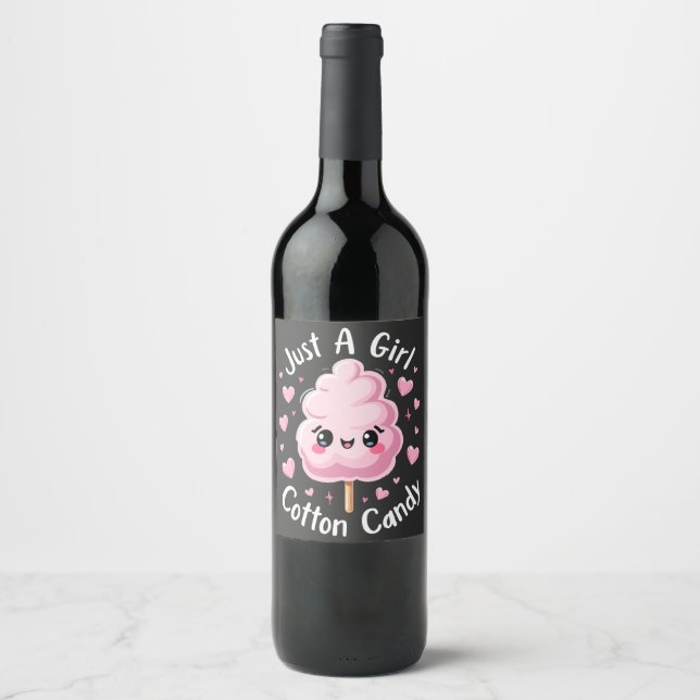 Nur ein Mädchen, das Cotton Candy Liebe Weinetikett (Vorderseite)