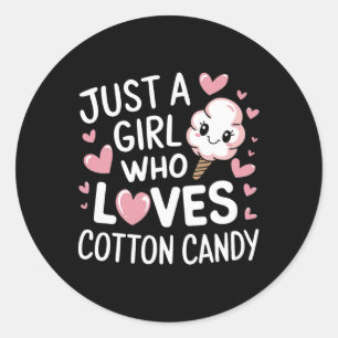 Nur ein Mädchen, das Cotton Candy Sticks Lieben Fl Runder Aufkleber