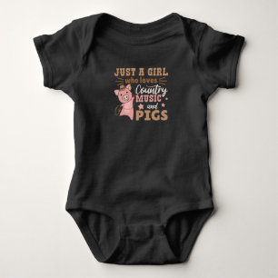 Nur ein Mädchen, das Country Music und Schweine Li Baby Strampler