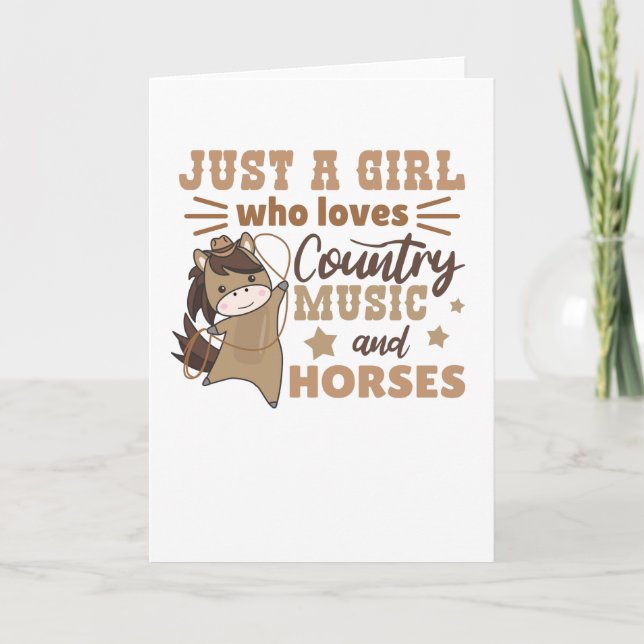Nur ein Mädchen, das Countrymusik und Pferde Liebe Karte (Vorderseite)