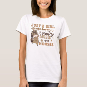 Nur ein Mädchen, das Countrymusik und Pferde Liebe T-Shirt