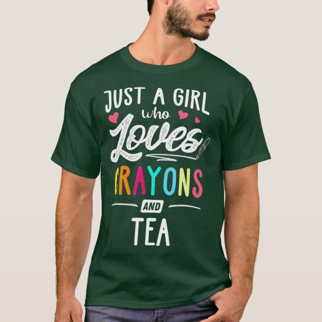 Nur ein Mädchen, das Crayons und Teekinder Liebe T-Shirt (Vorderseite)