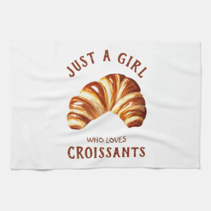 Nur ein Mädchen, das Croissants Lieben Geschirrtuch