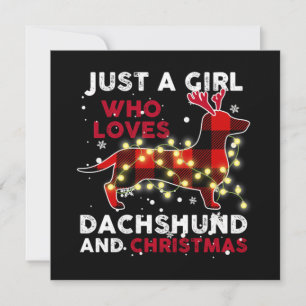 Nur ein Mädchen, das Dachshund und Weihnachten lie Mitteilungskarte