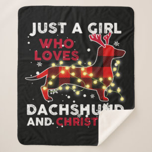 Nur ein Mädchen, das Dackel und Weihnachten Liebe Sherpadecke