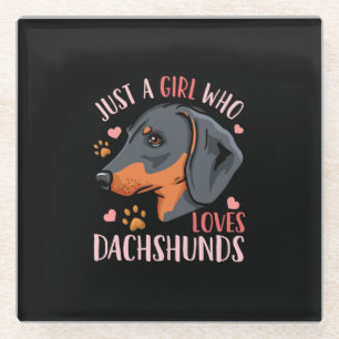 Nur ein Mädchen, das Dackeln Liebe Glasuntersetzer