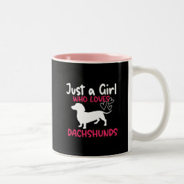 NUR EIN MÄDCHEN, DAS DACKELN LIEBE ZWEIFARBIGE TASSE